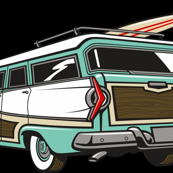 Surfboard wagon back view Thumbnail