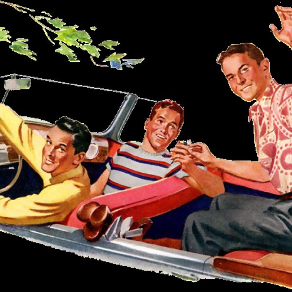 Vintage boys in car Thumbnail