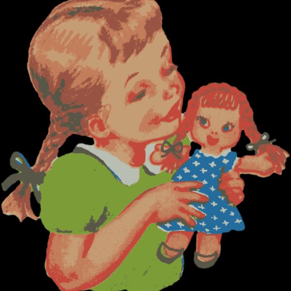 Girl with doll vintage Thumbnail