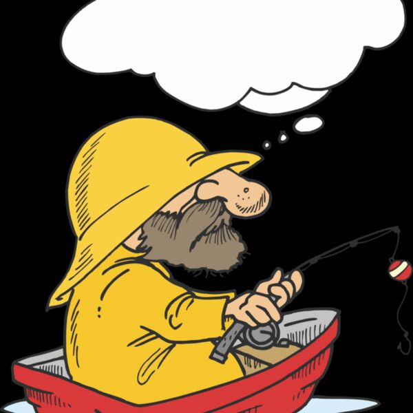 Fisherman in boat thoughtbubble Thumbnail