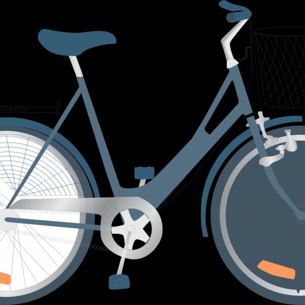 Blue bike with basket Thumbnail